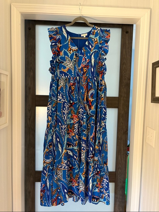 Jade Dresses & Skirts - Jade Blue Floral Ruffle Maxi Dress